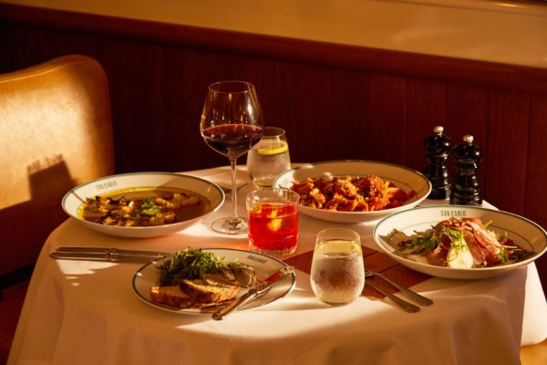 A selection of Italian A La Carte dishes on table